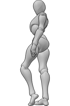 Pose Reference- Turning back pose - Female is standing and looking back over her left shoulder