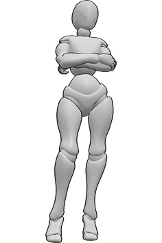 Pose Reference- Crossed arms standing pose - Female is standing with her arms crossed and looking slightly to the left