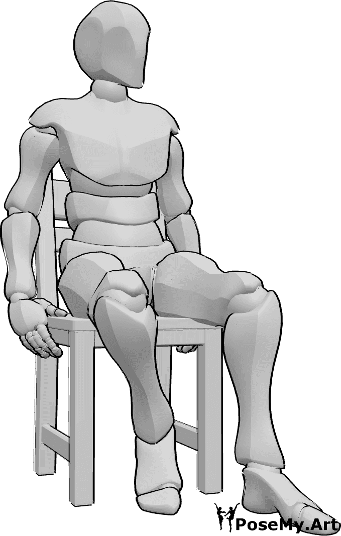 Pose Reference- Male chair relaxed sitting pose - Male is sitting on the chair relaxed, looking slightly to the left