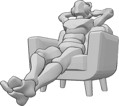 Pose Reference- Listening music relaxed pose - Male is sitting in the armchair relaxed and listening to music on headphones