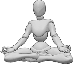 Pose Reference- Female meditating pose - Female is sitting cross-legged and meditating, female cross-legged sitting pose