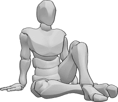 Pose Reference- Male cross legged pose - Male is sitting cross-legged, leaning on his hands and looking forward