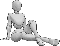 Pose Reference- Female cross legged pose - Female is sitting cross-legged, leaning on her hands, sitting on the floor pose