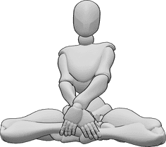 Pose Reference- Crossed hands legs pose - Female is sitting on the floor cross-legged, crossing her hands, holding her ankles