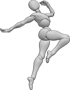 Pose Reference- Graceful dance jumping pose - Female is dancing and jumping gracefully, dynamic graceful jumping pose