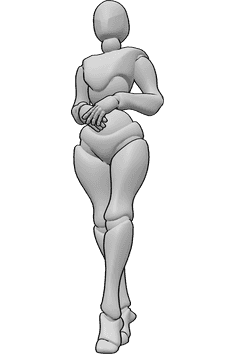 Pose Reference- Graceful standing pose - Female is standing gracefully and holding her hands, female graceful pose