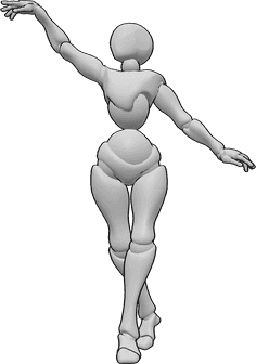 Pose Reference- Graceful dancing pose - Female is dancing gracefully, raising her hand, looking to the right, crossing her legs