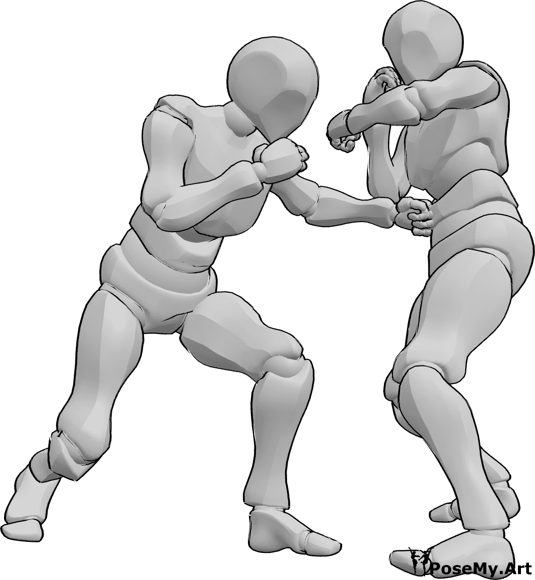 Pose Reference- Male fighting action pose - Two males are fighting, punching each other, male fighting action pose