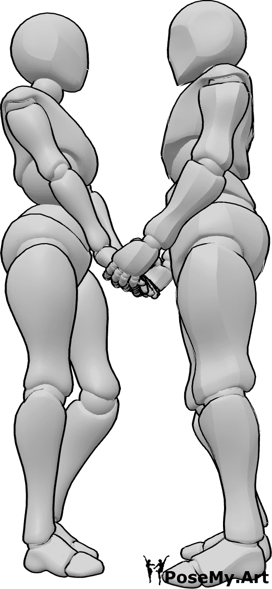 Referencia de poses- Pareja cogida de la mano posa - Mujer y hombre cogidos de la mano, pose romántica de pareja