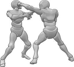 Pose Reference - Head punch pose - Males are fighting, one hits the other on the head pose