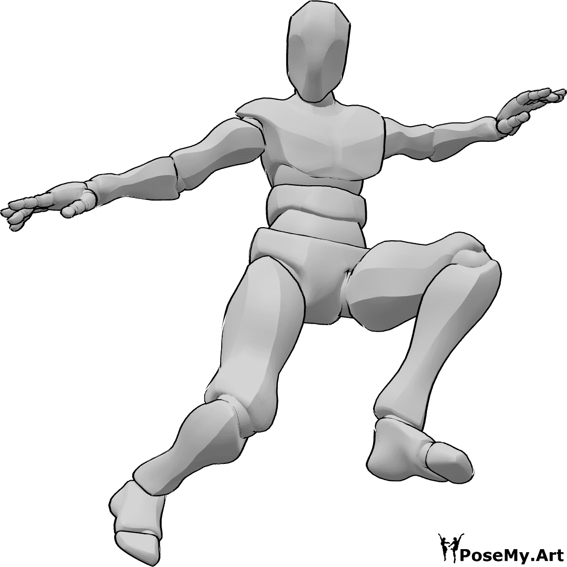 Pose Reference- Dynamic jumping pose - Male is jumping, balancing with his hands, looking down, male dynamic jumping pose