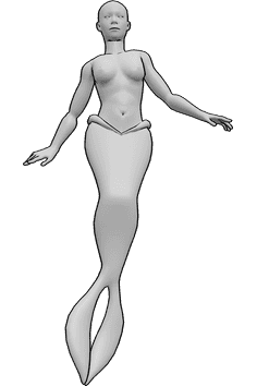 Référence des poses- Pose de sirène féminine - Pose de sirène féminine, référence de dessin simple de sirène