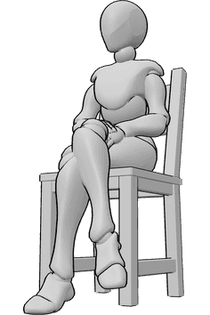 Pose Reference- Female sitting pose - Female is sitting on the chair, her legs are crossed, sitting posture drawing reference