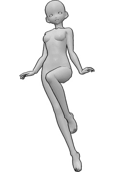 Pose Reference- Anime female jumping pose - Anime female is jumping happily, raising her left leg, anime character pose