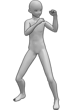 Référence des poses- Debout, prêt à se battre - Homme d'animation debout, prêt à se battre