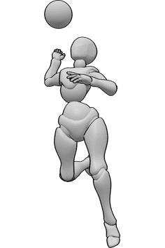 Pose Reference- Female volleyball pose - Female is playing volleyball, jumping up to hit the ball, female sports pose