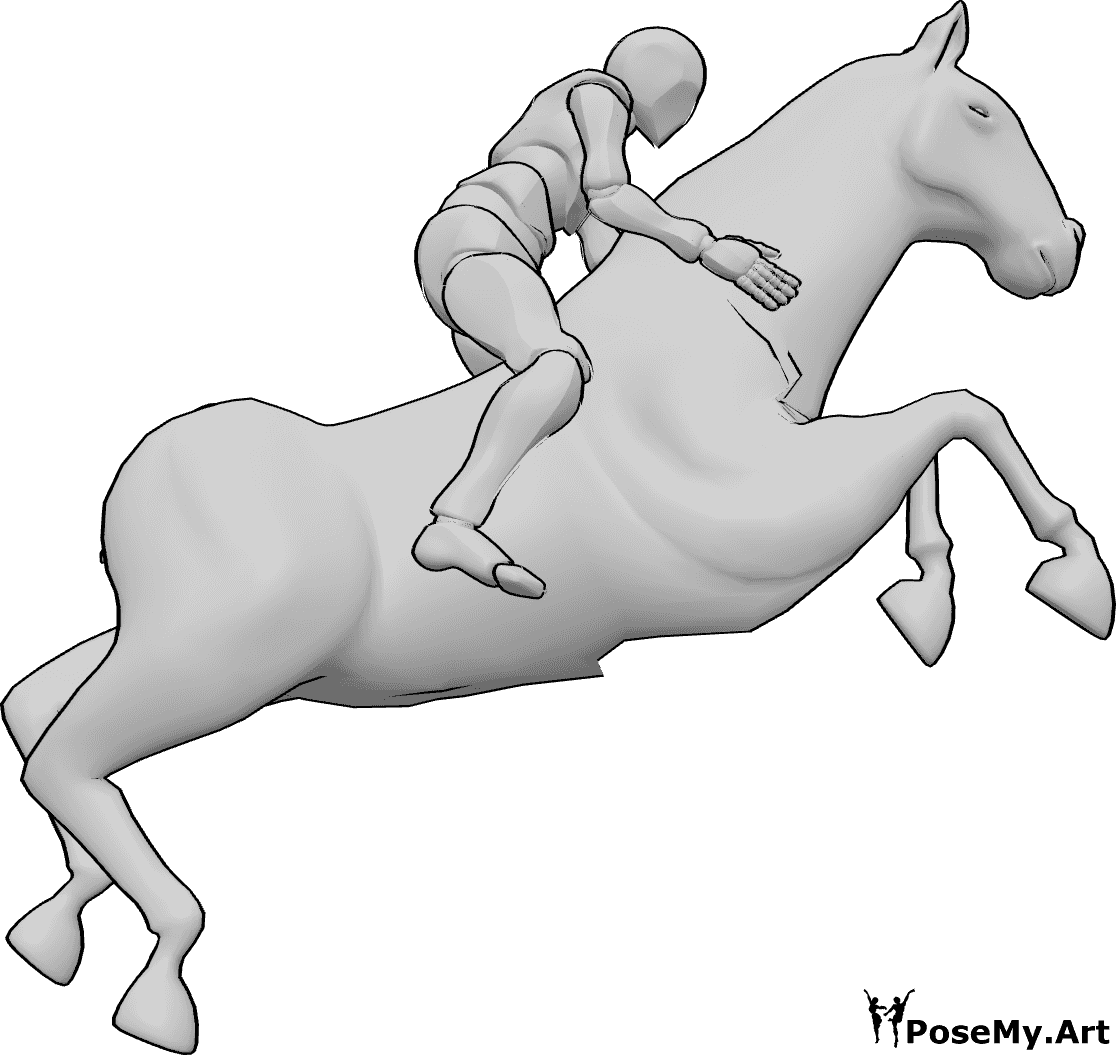 Pose Reference- Horse riding pose - Male is riding a horse, male equestrian sport pose, male sports pose