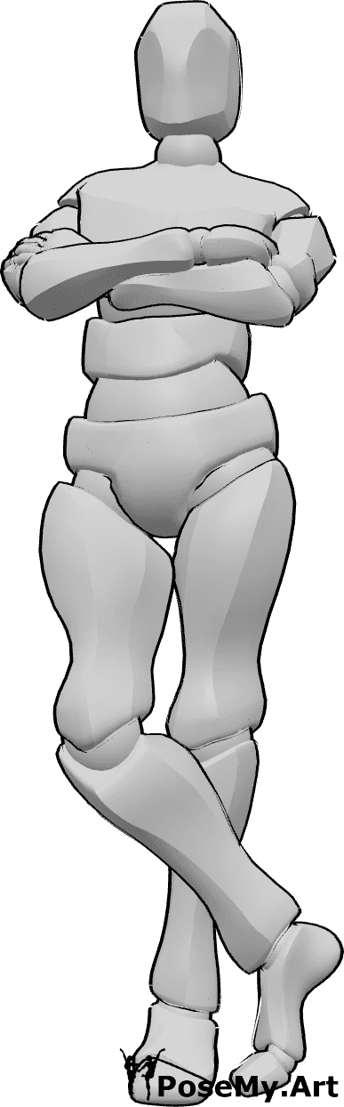 Référence des poses- Homme debout - L'homme est debout, ses bras et ses jambes sont croisés, référence du dessin des proportions du corps de l'homme