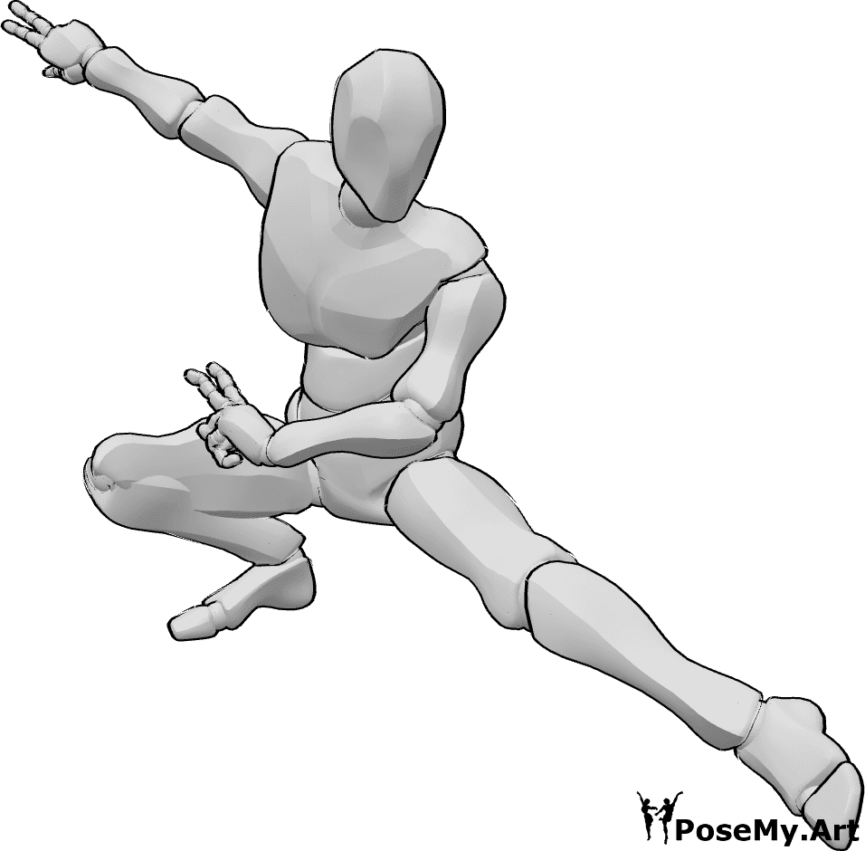 Riferimento alle pose- Uomo in posa da combattimento - Uomo pronto a combattere in posa kung fu
