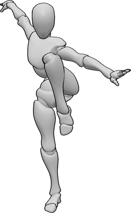 Pose Reference - Female kung fu pose - Female dynamic kung fu pose