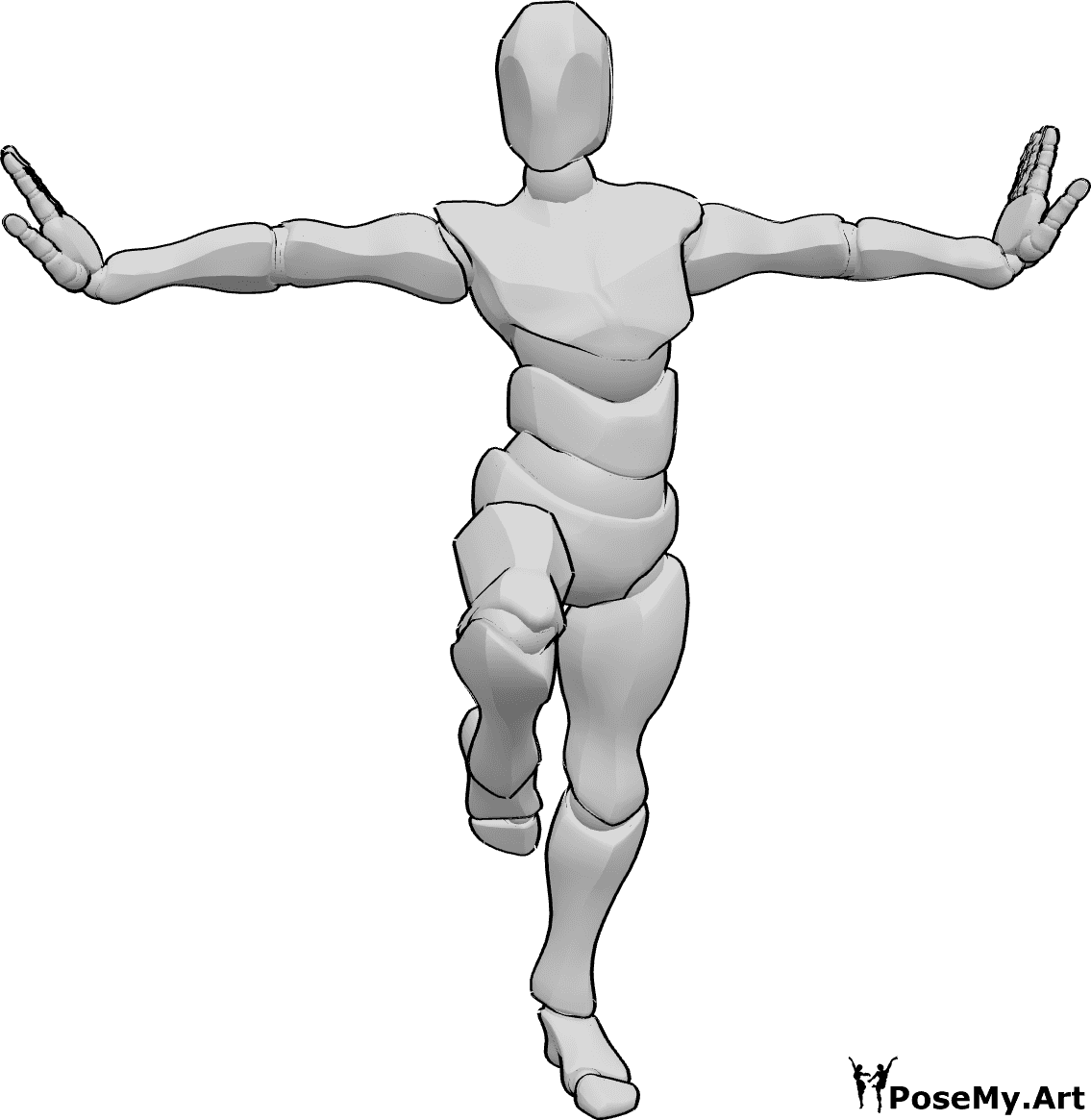 Referência de poses- Pose da perna esquerda em pé - Homem de pé numa só perna em pose de kung fu