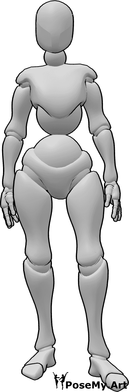 Referencia de poses- Mujer de pie en pose informal - Mujer de pie en pose informal