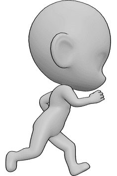 Riferimento alle pose- Posa di corsa Chibi - Il maschio chibi sta correndo, riferimento all'anatomia chibi