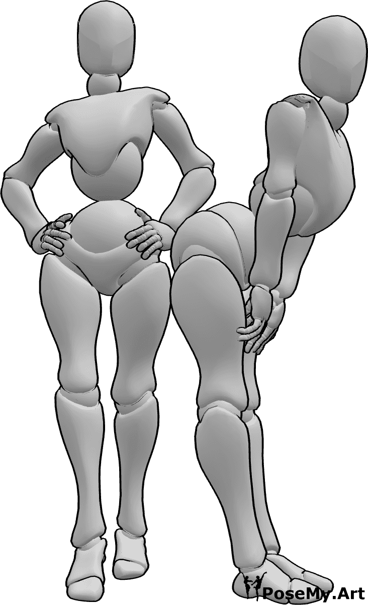 Posen-Referenz- Zwei weibliche Personen posieren - Zwei Frauen posieren zusammen Pose