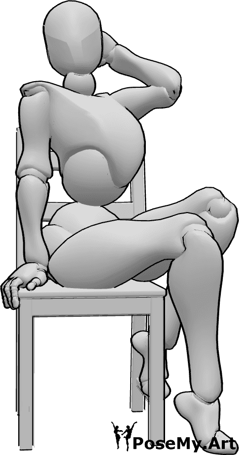 Posen-Referenz- Weiblich sitzend Stuhl Pose - Frau sitzt auf einem Stuhl Pose