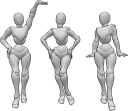 Pose Reference - Three females standing pose - Three females are standing and posing like models
