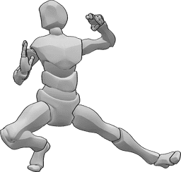 Pose Reference - Male martial art pose - Male kung fu attacking, martial art pose