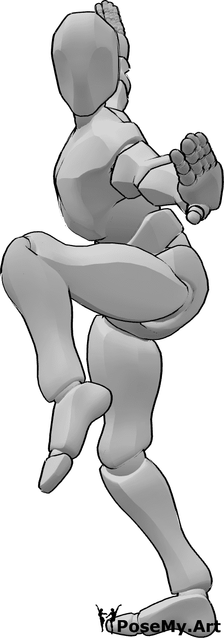 Riferimento alle pose- Posa maschile di lotta shaolin - Maschio shaolin che si prepara a combattere, posa da arte marziale