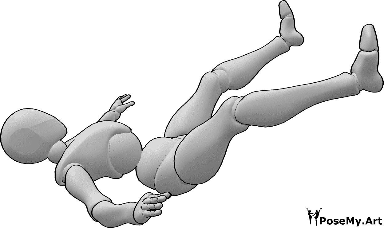 Posen-Referenz- Weibliche horizontale schwebende Pose - Die Frau schwimmt in horizontaler Haltung unter Wasser