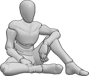 Pose Reference- Sitting male illustration pose - Male is sitting on the ground casually, looking slightly down, male illustration reference