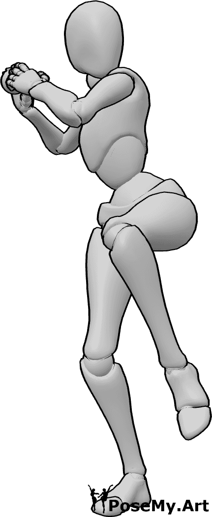 Référence des poses- Femme lançant une balle de baseball - Femme lançant une balle de baseball avec sa main droite, référence à la pose de la balle.