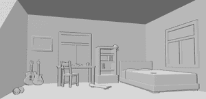 Pose Reference- Teenager room reference - Teenager's room furnished with bed, desk and closet