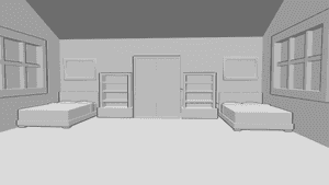 Pose Reference- Double room reference - Double room, furnished with two beds and wardrobes