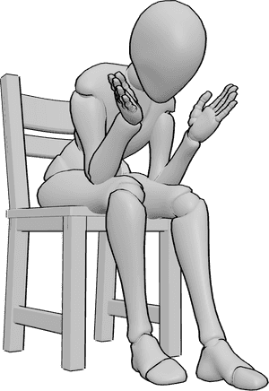 Pose Reference- Open hand wondering female pose - Female is sitting and wondering, with her hands open