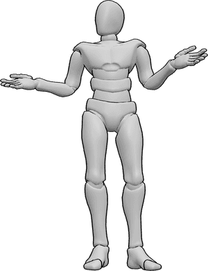 Pose Reference- Clueless male pose - Clueless male is spreading his arms with open hands