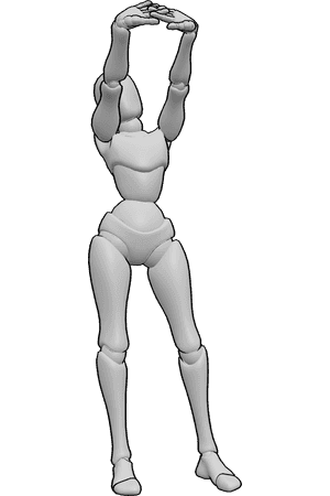 Pose Reference- Stretching open hands pose - Female is stretching her arms with her hands open