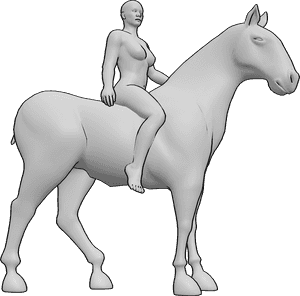 Pose Reference- Nude female riding pose - Nude female is riding a horse, nude female anatomy for artists
