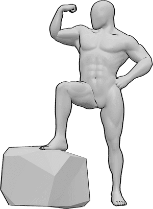 Pose Reference- Arm muscle reference - Muscular male is standing and showing his arm muscles