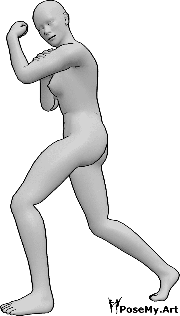 Referencia de poses- Referencia de dibujo de mujer musculosa - Mujer muscular está de pie y mostrando sus músculos, dibujo muscular femenino de referencia