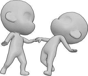 Pose Reference- Chibi dancing reference - Chibi dancing pose, dynamic dancing cute chibi pose reference