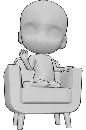 Pose Reference- Chibi sitting reference - Cute chibi is sitting in the armchair, cute chibi sitting pose reference
