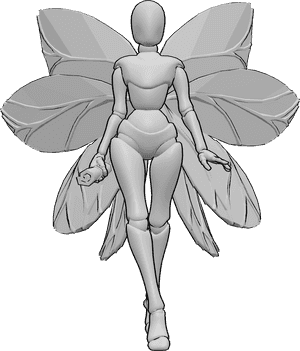 Pose Reference- Fairy holding scroll pose - Fairy is walking and holding a scroll in her right hand