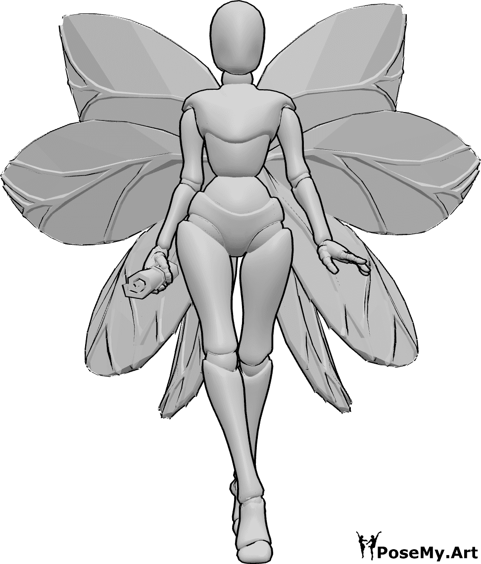 Pose Reference- Fairy holding scroll pose - Fairy is walking and holding a scroll in her right hand