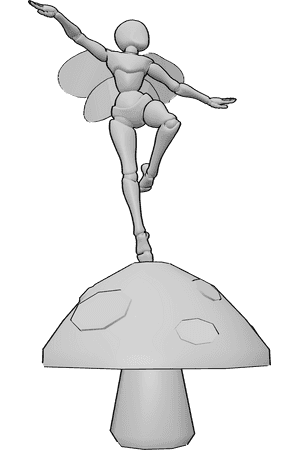 Pose Reference- Fairy mushroom dancing pose - Fairy is dancing ballet on top of a mushroom