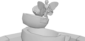 Pose Reference- Fairy fountain pose - Fairy is resting on top of a fountain, watching something