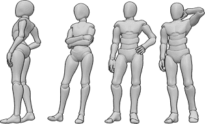Pose Reference- People standing poses - Females and males are standing casually, drawing people standing reference